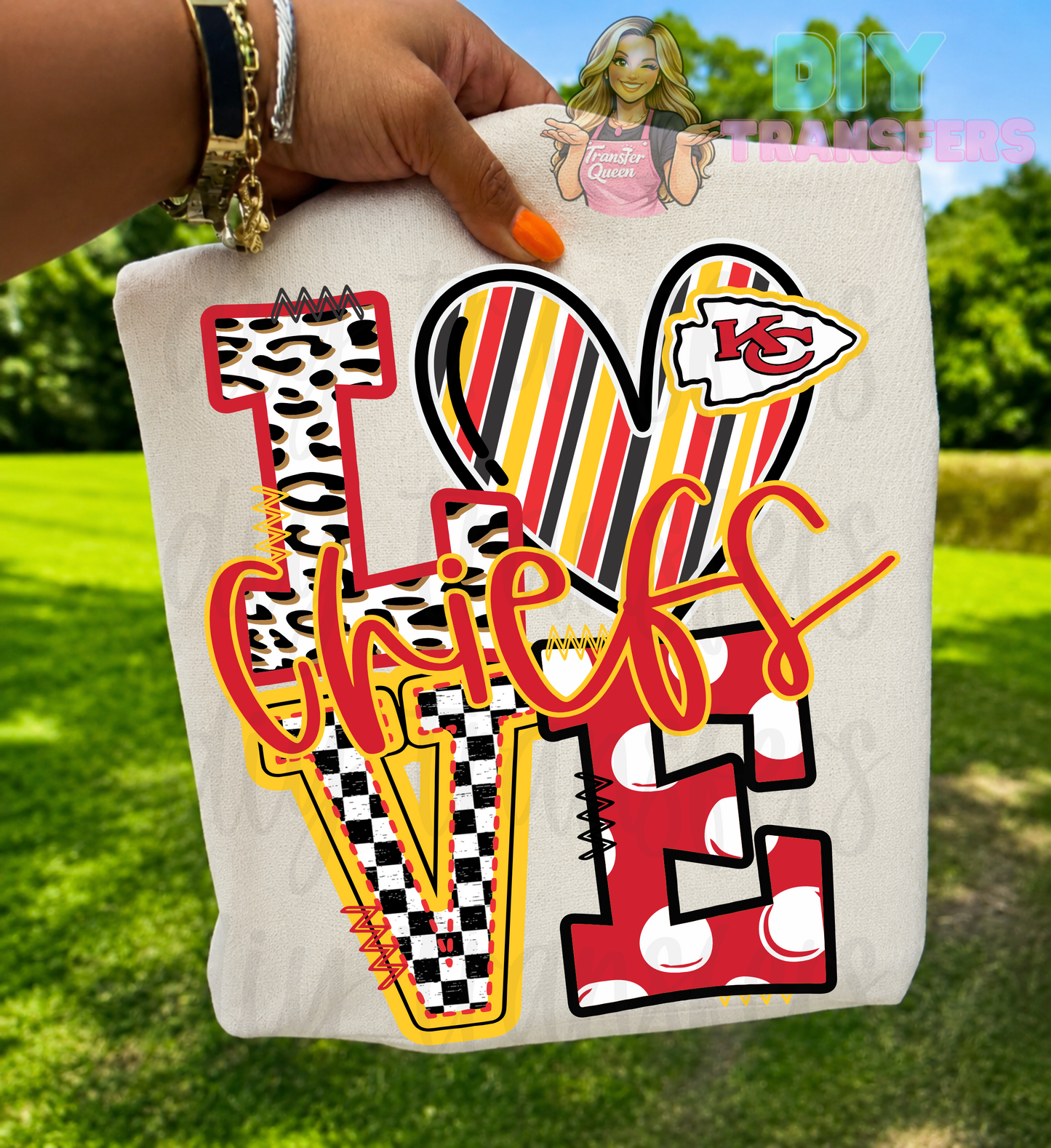 RTS LOVE CHIEFS KC DTF DIRECT TO FILM transfers ADULT 10X11.5
