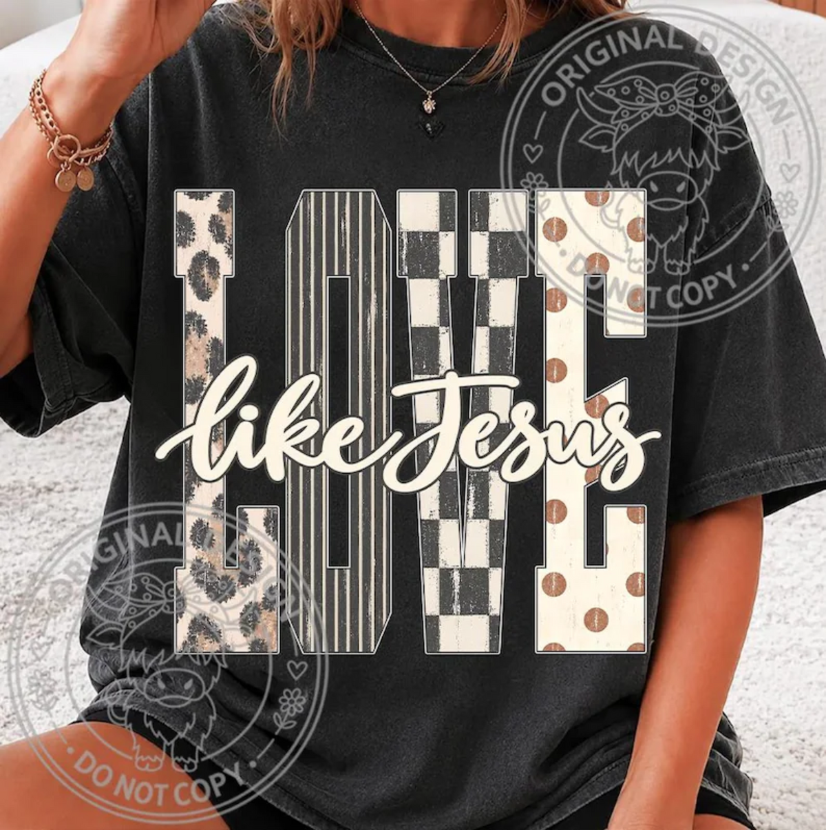 RTS LOVE LIKE JESUS LEOPARD STRIPE DTF DIRECT TO FILM transfers ADULT 10.5X11.5