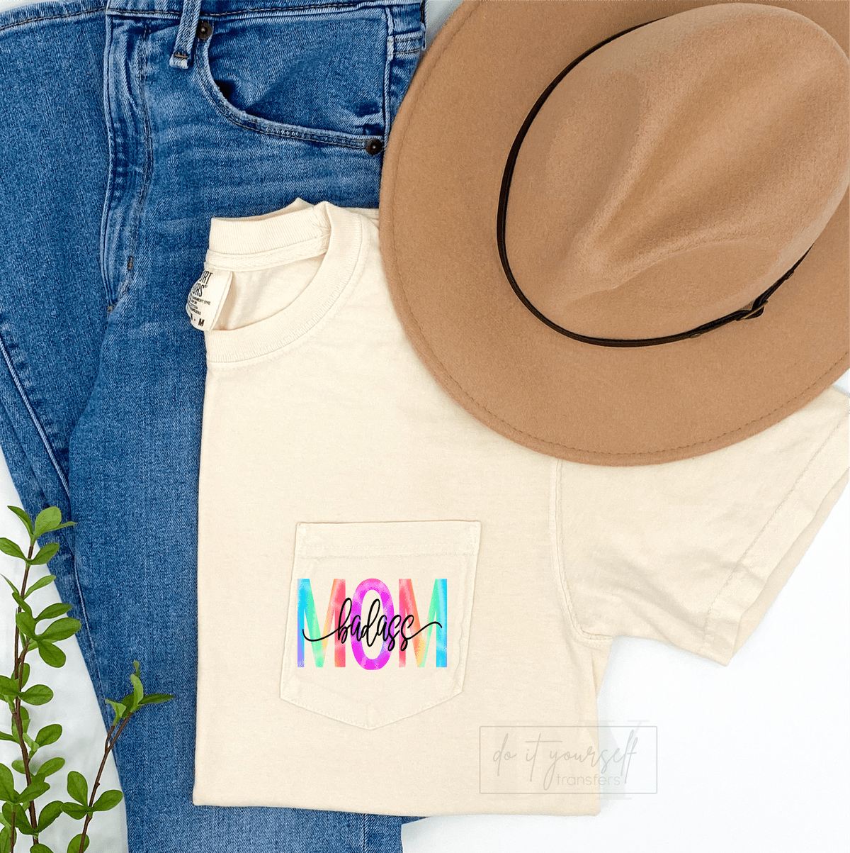 Badass mom multi color / size 2.5x3.7 DTF TRANSFERPRINT TO ORDER - Do it yourself Transfers