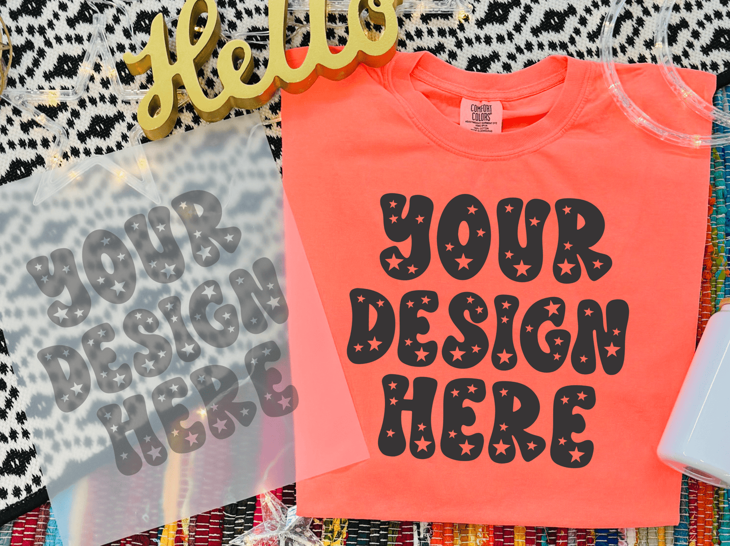 Comfort Colors NEON ORANGE Mockup digital download PNG - Do it yourself Transfers