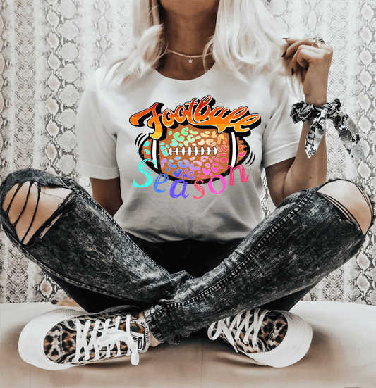 Football Season leopard neon colors size ADULT 9.3x11.5 DTF TRANSFERPRINT TO ORDER - Do it yourself Transfers