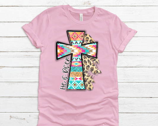 He is Risen cross leopard DTF TRANSFERPRINT TO ORDER - Do it yourself Transfers