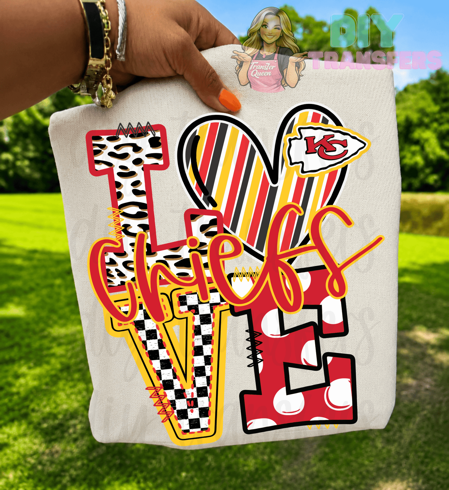 Love CHIEFS sports DTF size ADULT DTF TRANSFER PRINT TO ORDER - Do it yourself Transfers