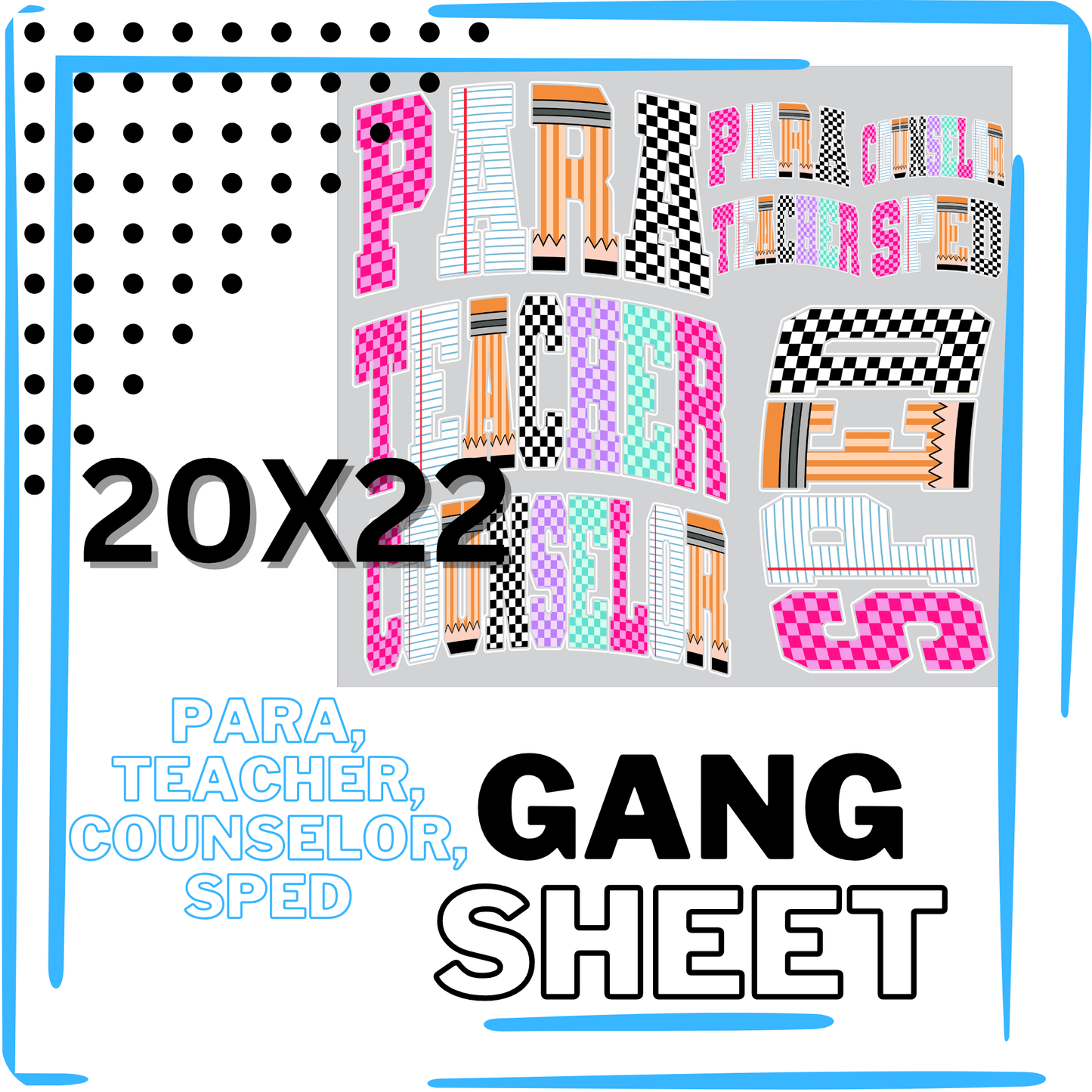 PRE - MADE PARA TEACHER COUNSELOR SPED POCKETS DTF DIRECT TO FILM transfers size 22x20 - Do it yourself Transfers