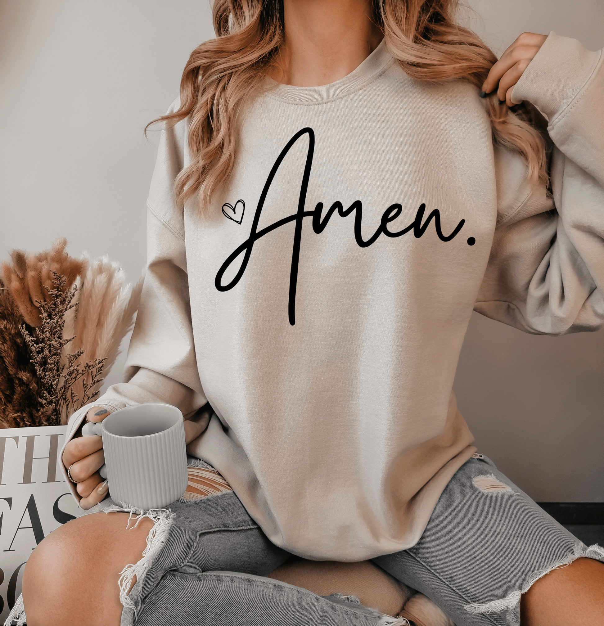 RTS AMEN heart SINGLE COLOR BLACK Screen Print transfers size ADULT 9X12 - Do it yourself Transfers