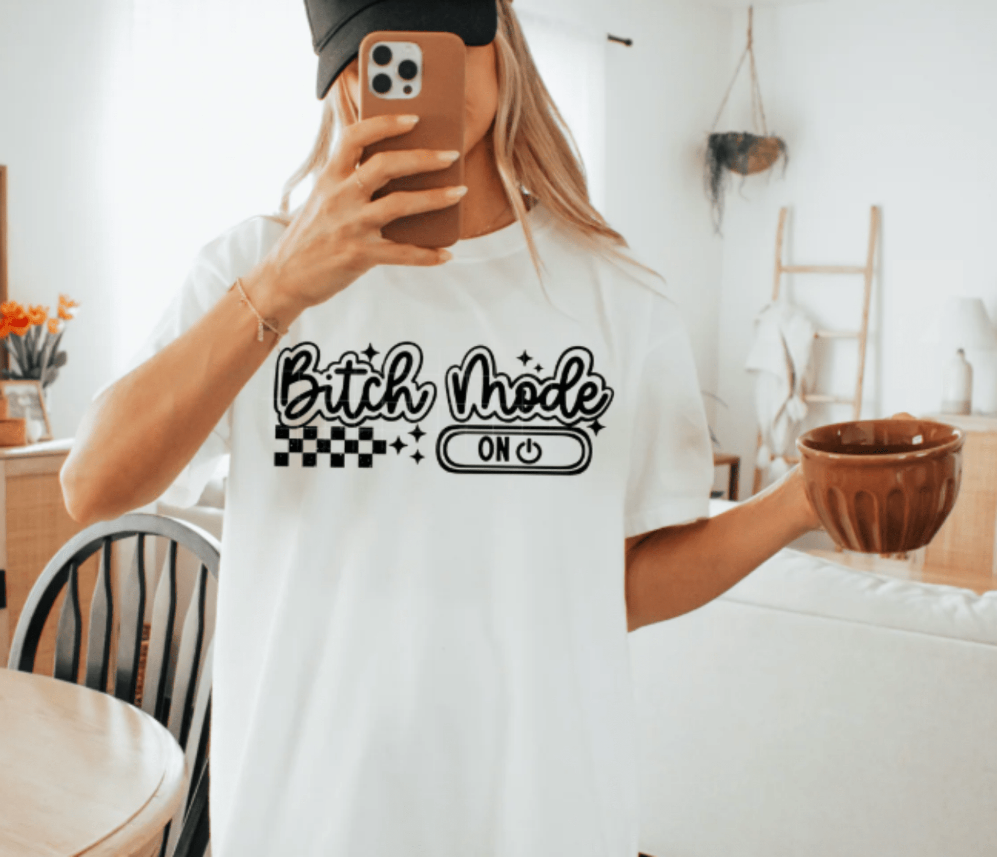 RTS BIT*H MODE ON CHECKER SINGLE COLOR BLACK SCREEN PRINT transfer ADULT 7X12 - Do it yourself Transfers