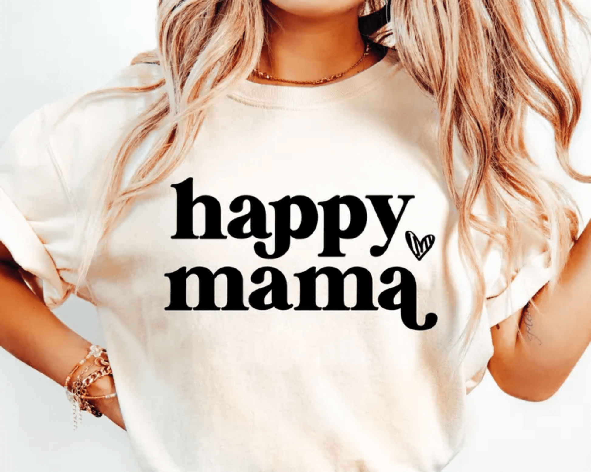 RTS HAPPY MAMA HEART SINGLE COLOR BLACK Screen Print transfers size ADULT 9X12 - Do it yourself Transfers