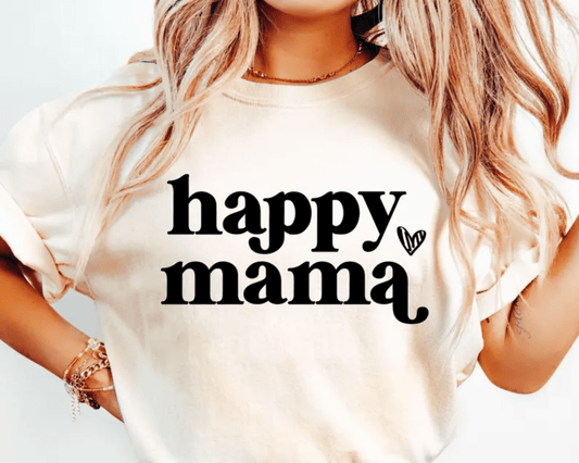 RTS HAPPY MAMA HEART SINGLE COLOR BLACK Screen Print transfers size ADULT 9X12 - Do it yourself Transfers