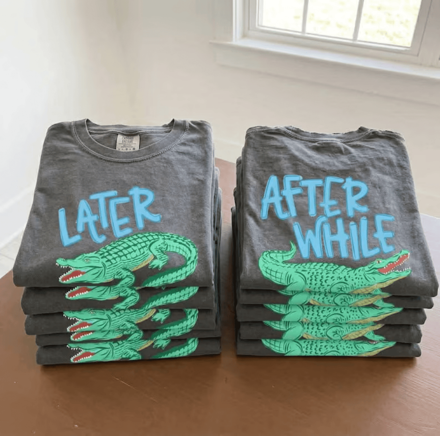 RTS LATER ALLIGATOR AFTER WHILE CROCODILE BLUE WRITING DTF DIRECT TO FILM transfers ADULT 10X11.5 FRONT BACK - Do it yourself Transfers