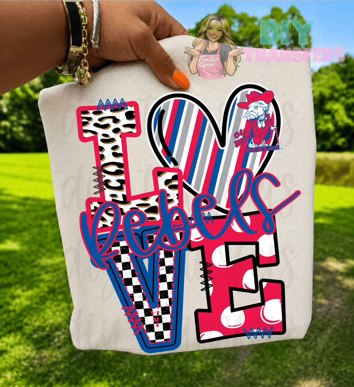RTS LOVE REBELS RED BLUE DTF DIRECT TO FILM transfers ADULT 10X11.5 - Do it yourself Transfers
