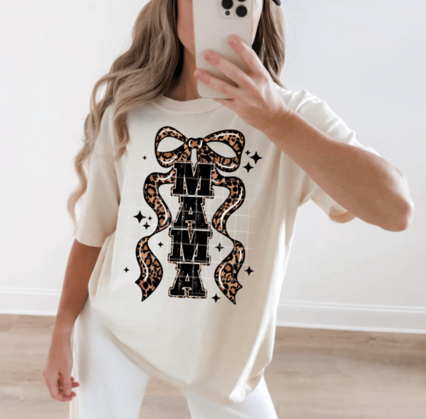 RTS MAMA LEOPARD BOW DTF DIRECT TO FILM transfers ADULT 10X11.5 - Do it yourself Transfers