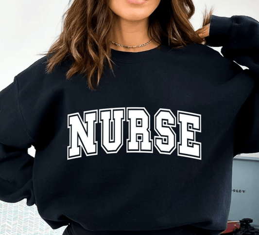 RTS NURSE college font SINGLE COLOR WHITE Screen Print transfers size ADULT 9X12 - Do it yourself Transfers