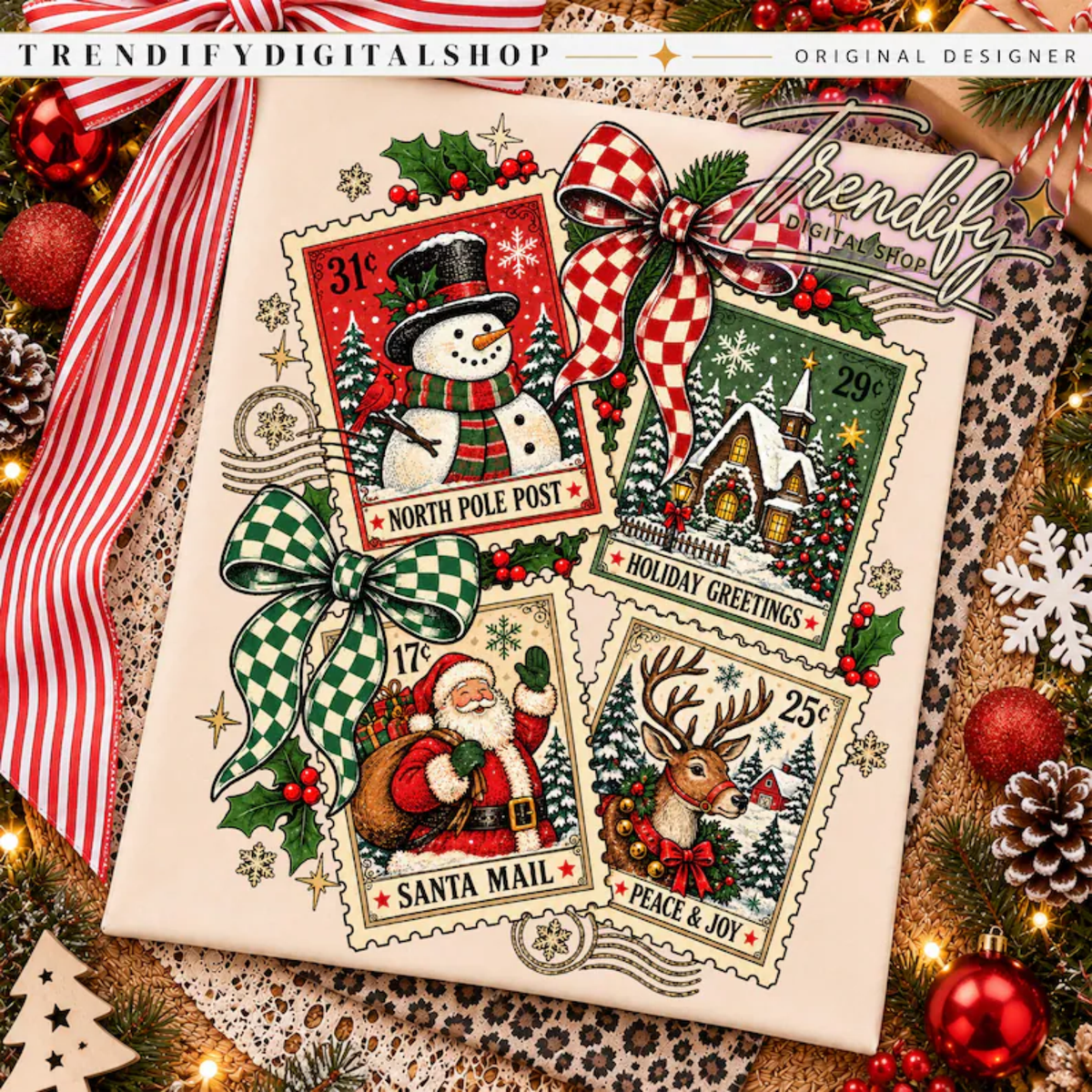 RTS STAMPS CHRISTMAS DTF DIRECT TO FILM transfers ADULT 10.5X11.5 - Do it yourself Transfers