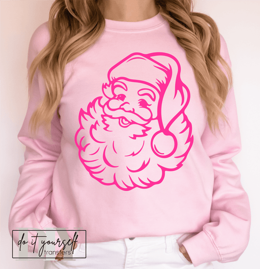 SANTA CLAUS SINGLE COLOR PINK FOAM size ADULT DTF TRANSFERPRINT TO ORDER - Do it yourself Transfers