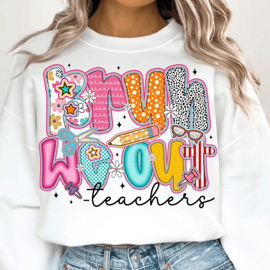 TRANSFER TUESDAY BRUH WE OUT TEACHERS PENCIL SCHOOL DTF DIRECT TO FILM transfers size ADULT 10X12 - Do it yourself Transfers