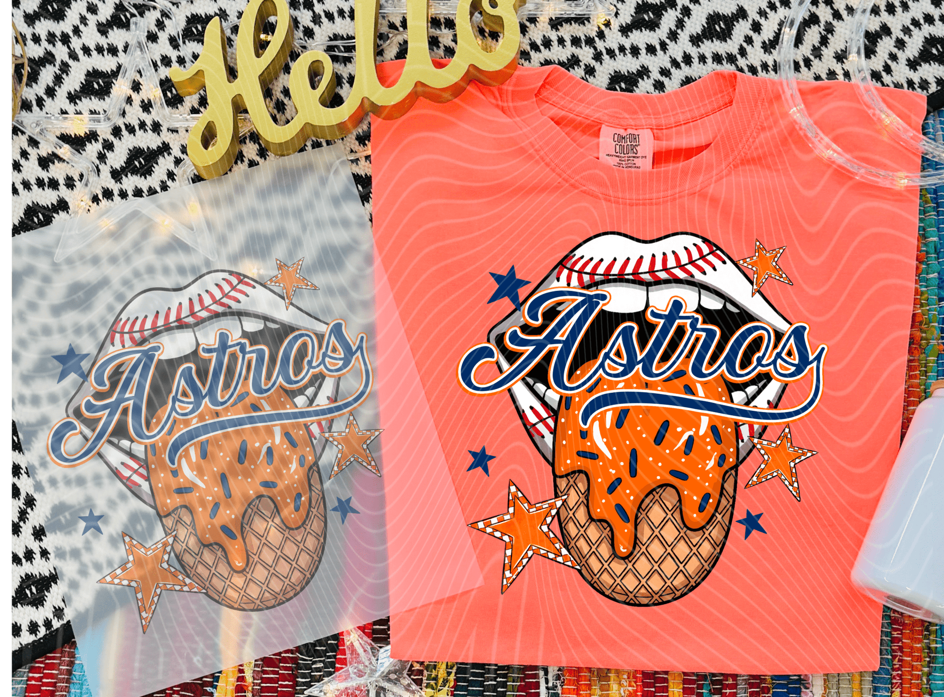 TRANSFER TUESDAY JUNE 17TH ASTROS TONGUE SPRINKLE DTF DIRECT TO FILM transfers ADULT 9X12 - Do it yourself Transfers