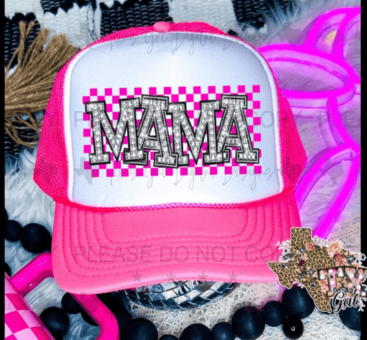 TRANSFER TUESDAY MAMA PINK CHECKER DTF DIRECT TO FILM transfers HAT - Do it yourself Transfers