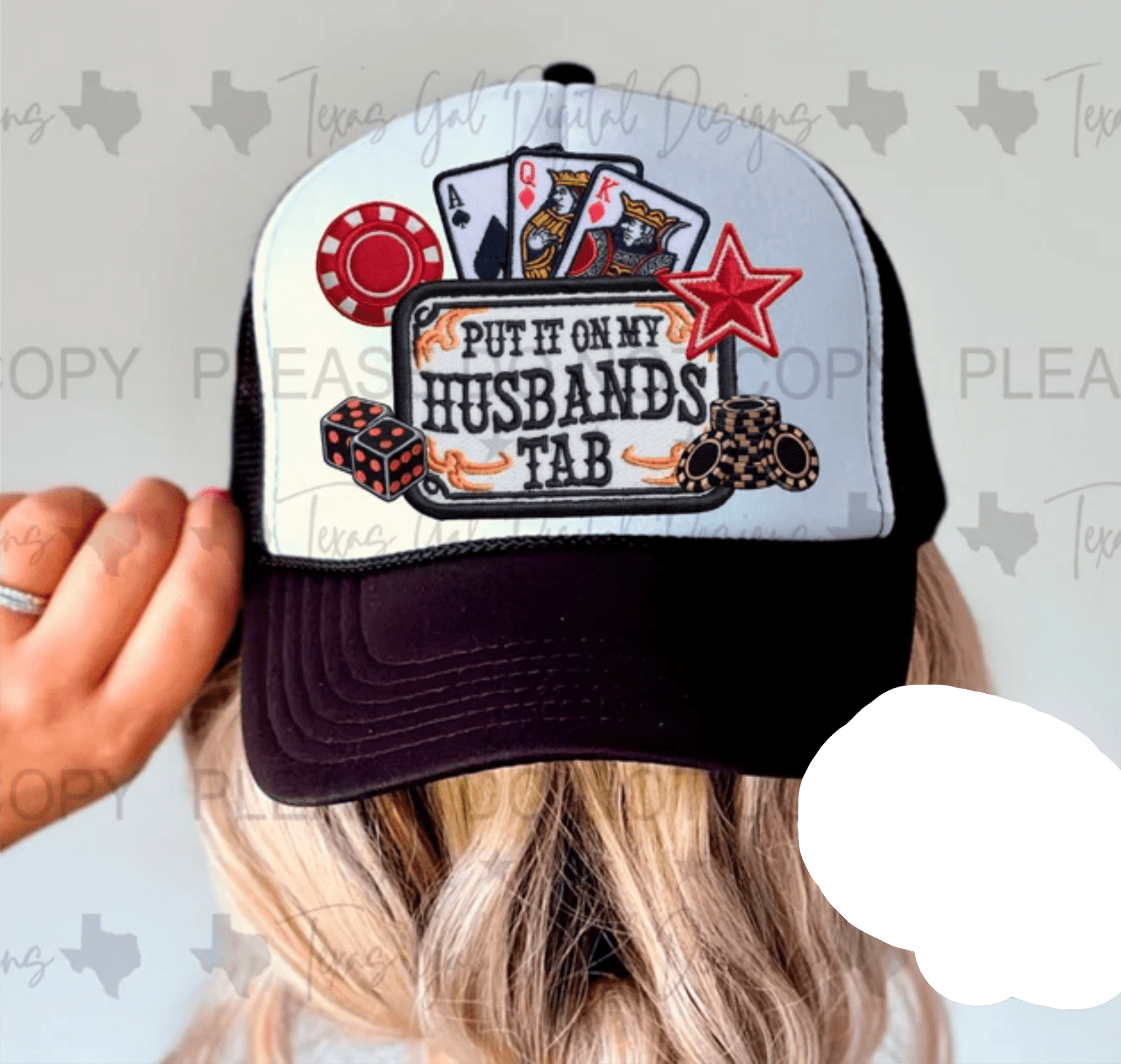 TRANSFER TUESDAY PUT IT ON MY HUSBANDS TAB DTF DIRECT TO FILM transfers HAT - Do it yourself Transfers