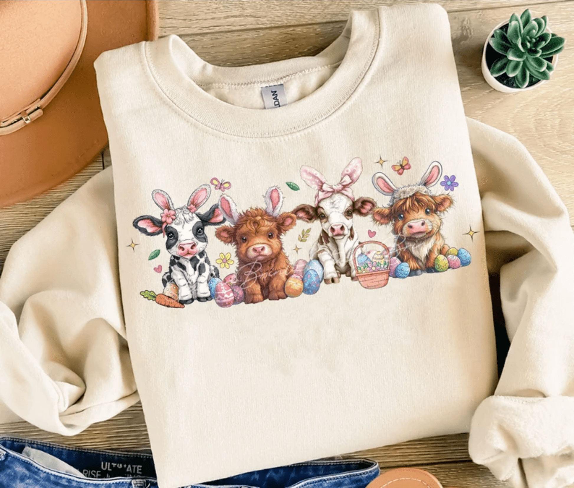 TRANSFER TUESDAY SHIPS JAN 21ST EASTER cows bunny basket ears DTF DIRECT TO FILM transfers size ADULT 9x12 - Do it yourself Transfers