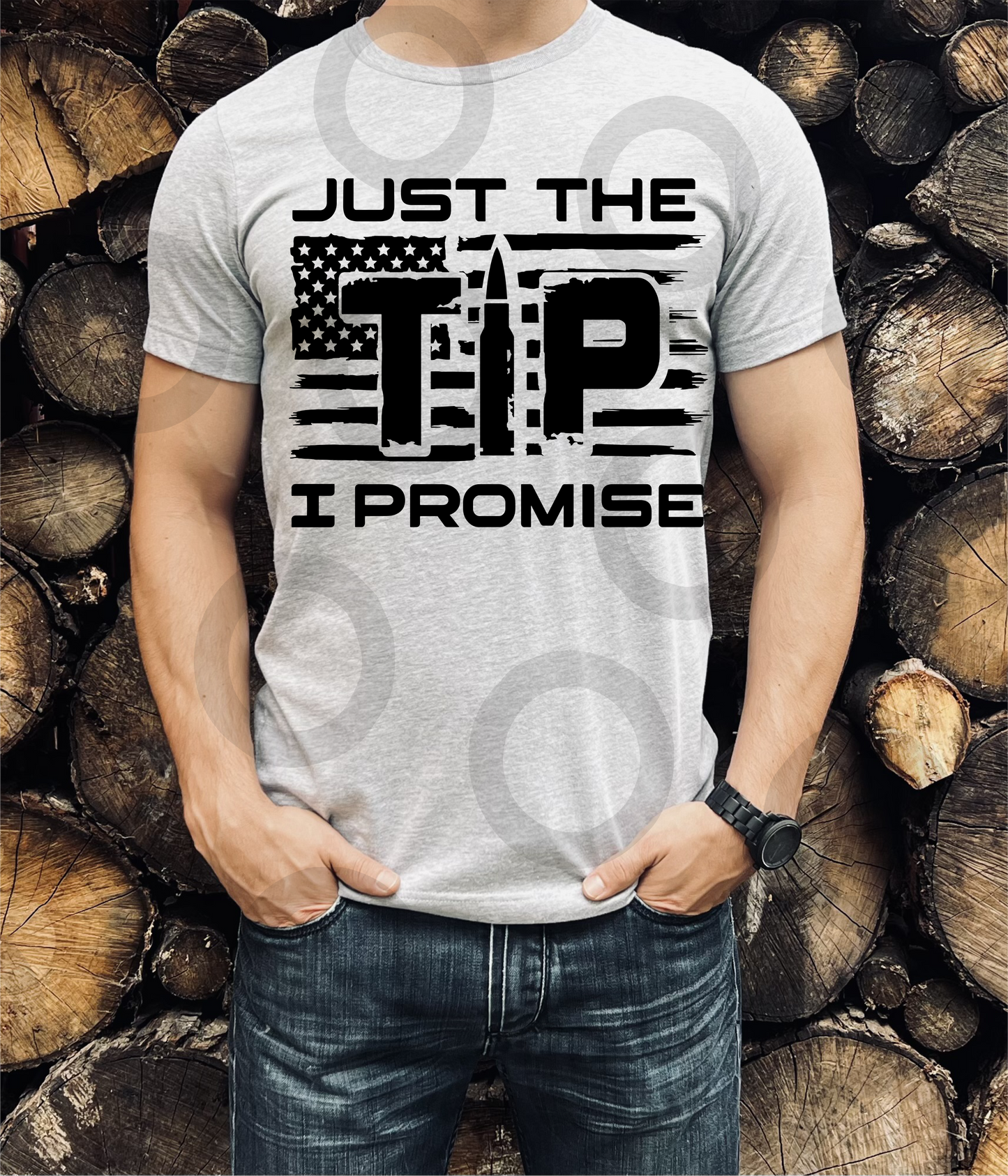 Just the TIP I promise America flag SINGLE COLOR BLACK size ADULT DTF TRANSFERPRINT TO ORDER