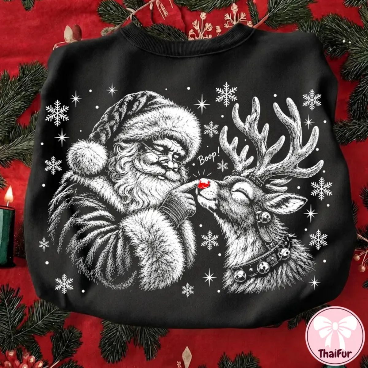 RTS BOOP SANTA REINDEER DTF DIRECT TO FILM transfers ADULT 10.5X11.5