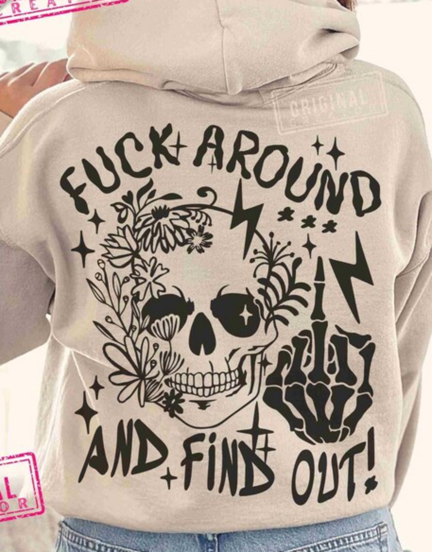 RTS F AROUND AND FIND OUT FACE SKULL SINGLE COLOR BLACK Screen Print transfers size ADULT 10x12. 10-H