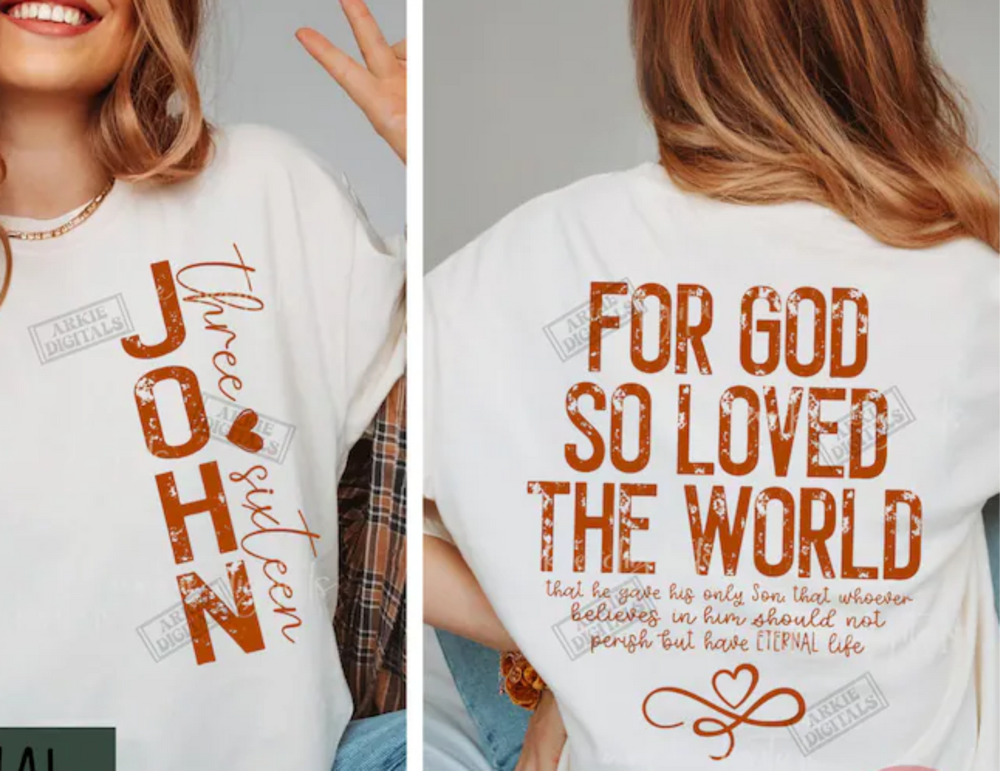 For GOD so loves the world three sixteen John Valentine DTF TRANSFER PRINT TO ORDER 635