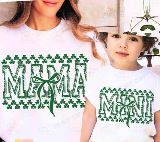 MINI CLOVER ST PATRICK'S DAY SINGLE COLOR GREEN DTF TRANSFER PRINT TO ORDER 726