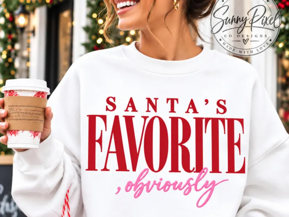 RTS SANTA'S FAVORITE OBVIOUSLY DTF DIRECT TO FILM transfers ADULT 10.5X11.5