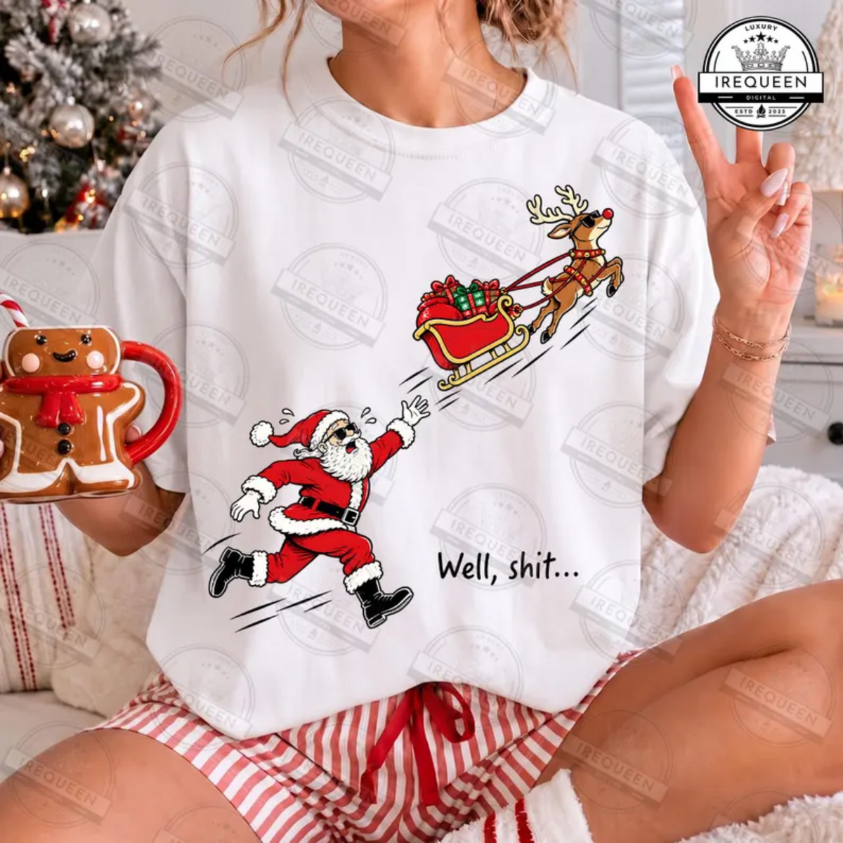 RTS WELL SH IT SANTA REINDEER DTF DIRECT TO FILM transfers ADULT 10.5X11.5