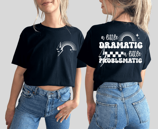 A little dramatic little problematic rainbow SINGLE COLOR WHITE size ADULT FRONT BACK DTF TRANSFERPRINT TO ORDER - Do it yourself Transfers