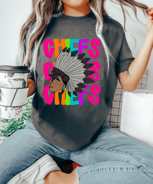 CHIEFS stars multi color DTF size ADULT DTF TRANSFER PRINT TO ORDER - Do it yourself Transfers