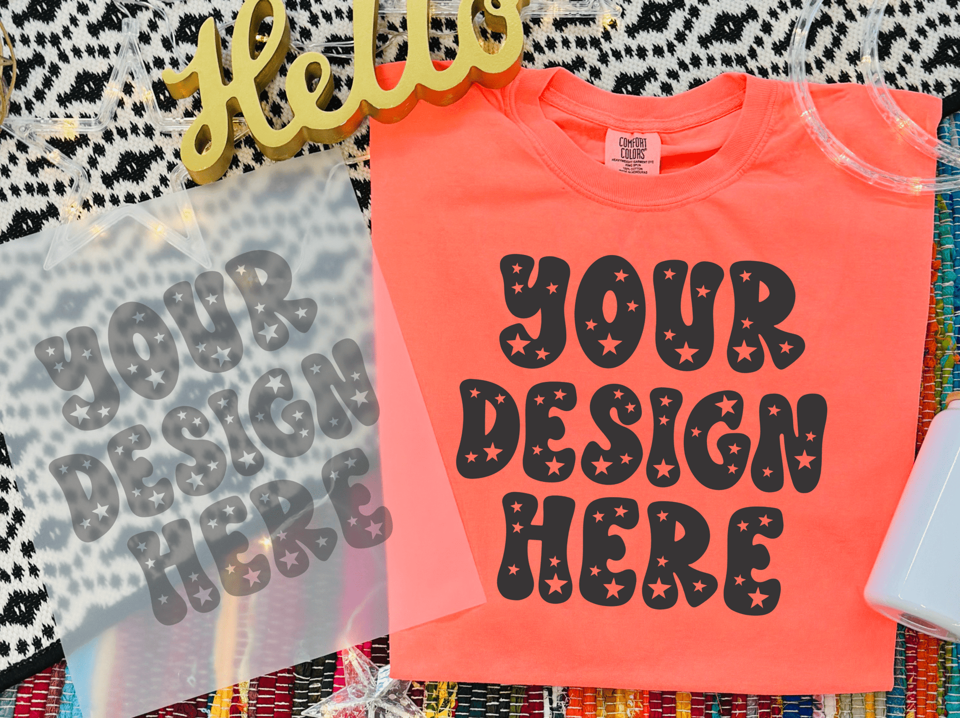 Comfort Colors NEON ORANGE Mockup digital download PNG - Do it yourself Transfers