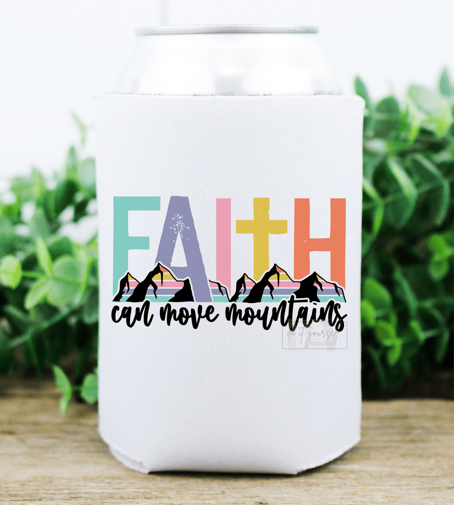 Faith can move mountains colorful cross size 3.5x4.5 DTF TRANSFERPRINT TO ORDER - Do it yourself Transfers