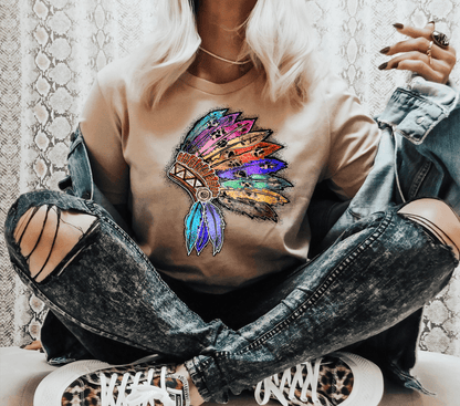 Head Dress Leopard Native multi color neon size ADULT DTF TRANSFERPRINT TO ORDER - Do it yourself Transfers