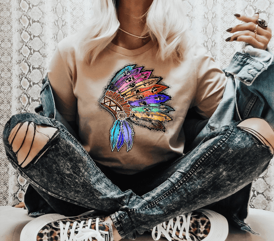 Head Dress Leopard Native multi color neon size ADULT DTF TRANSFERPRINT TO ORDER - Do it yourself Transfers