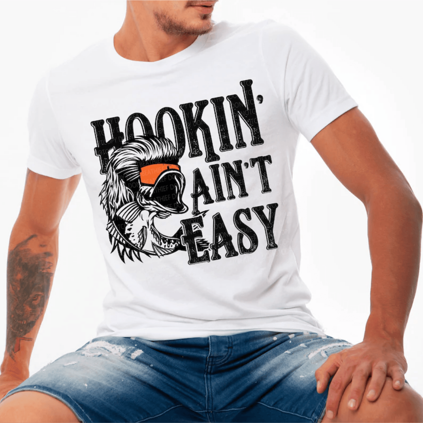 HOOKIN' ain't easy fish DTF TRANSFER PRINT TO ORDER 679 - Do it yourself Transfers