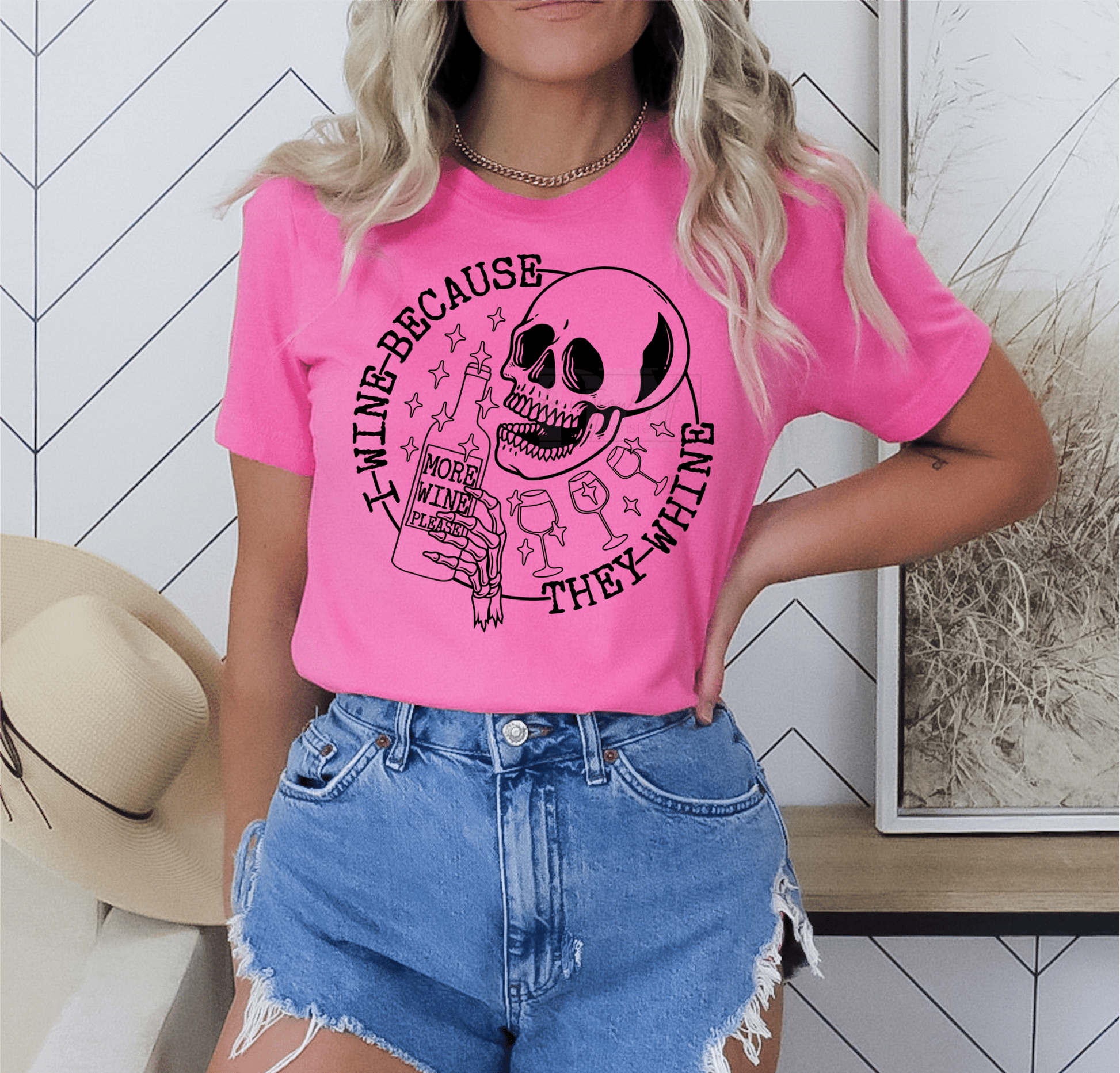I Wine because they whine more wine please skull circle SINGLE COLOR BLACK SCREEN PRINT TRANSFER ADULT DTF TRANSFERPRINT TO ORDER - Do it yourself Transfers