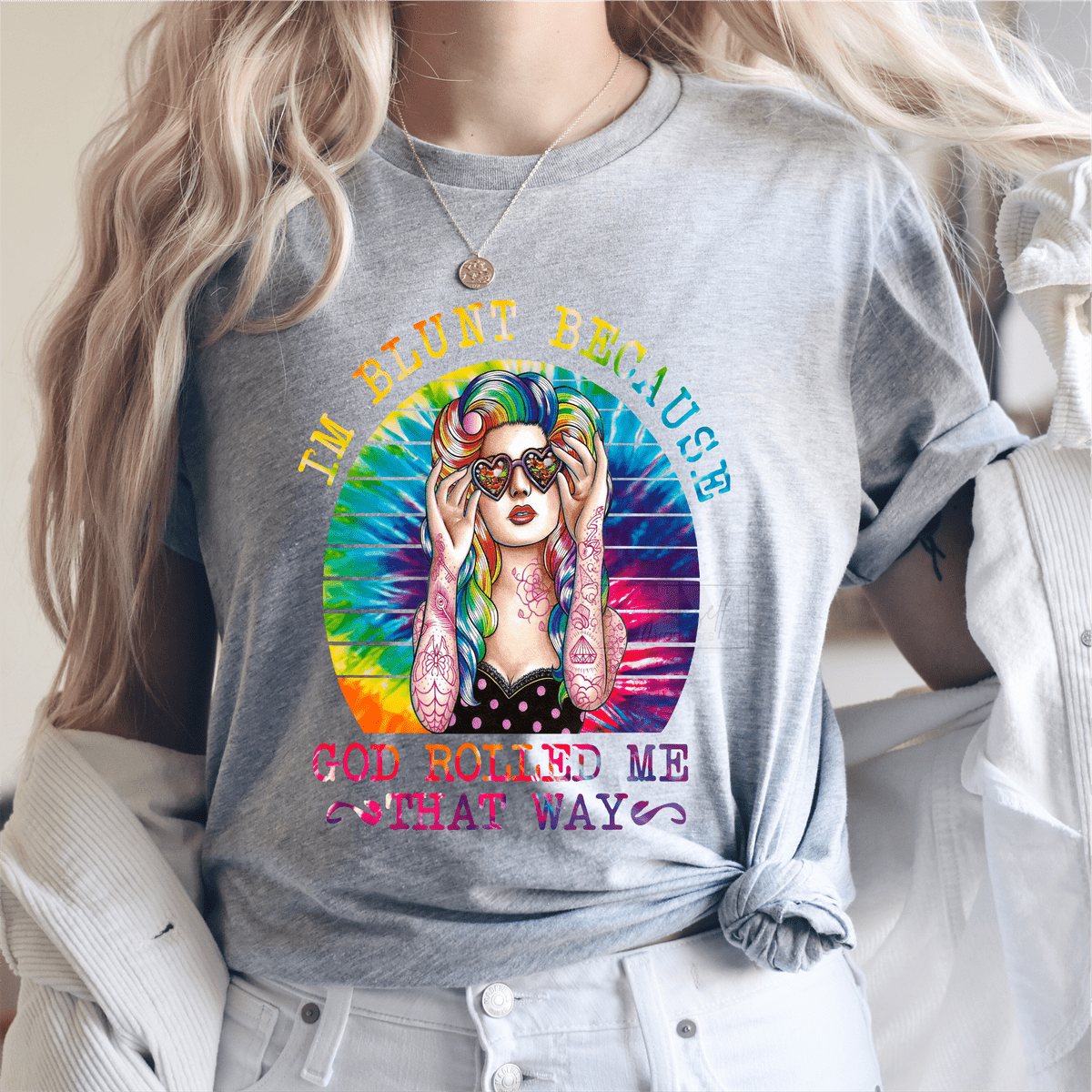 I'm blunt because GOd rolled me that way multi color size ADULT 12x10 DTF TRANSFERPRINT TO ORDER - Do it yourself Transfers