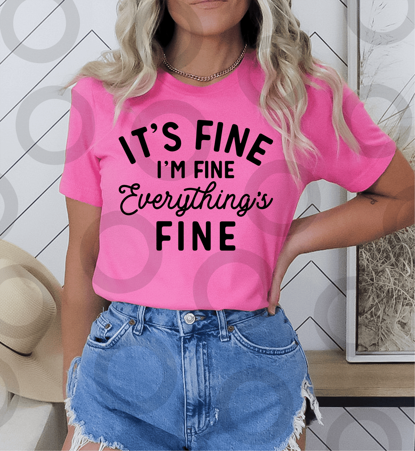 It's Fine I'm Fine everything's fine SINGLE COLOR BLACK size ADULT DTF TRANSFERPRINT TO ORDER - Do it yourself Transfers