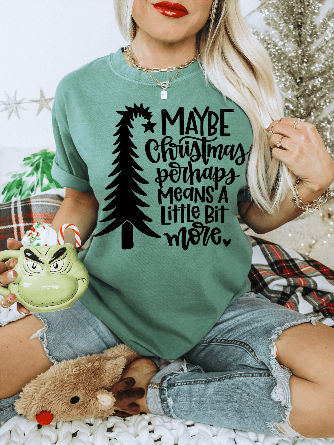 Maybe Christmas perhaps means a little bit more tree SINGLE COLOR BLACK size ADULT DTF TRANSFERPRINT TO ORDER - Do it yourself Transfers