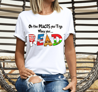 Oh the places you'll go when you READ BLACK letters size ADULT DTF TRANSFERPRINT TO ORDER - Do it yourself Transfers