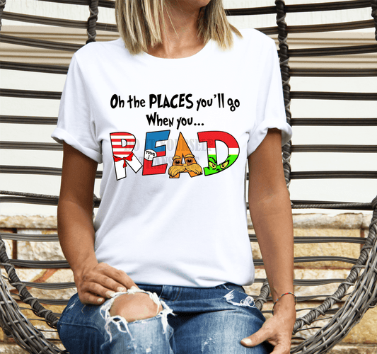 Oh the places you'll go when you READ BLACK letters size ADULT DTF TRANSFERPRINT TO ORDER - Do it yourself Transfers