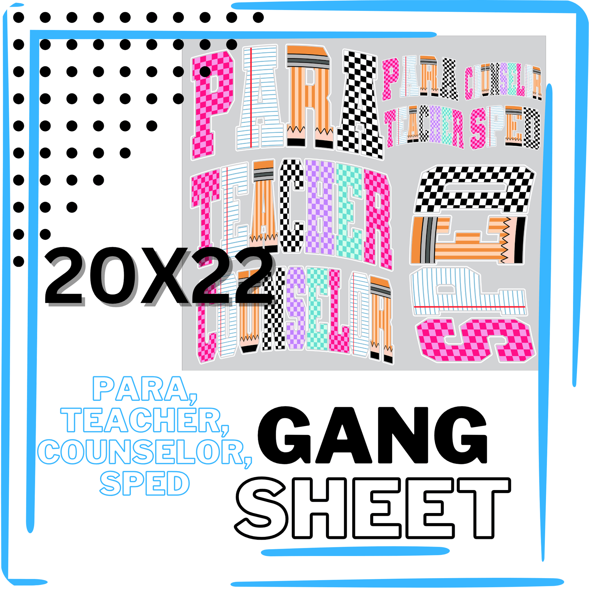 PRE - MADE PARA TEACHER COUNSELOR SPED POCKETS DTF DIRECT TO FILM transfers size 22x20 - Do it yourself Transfers