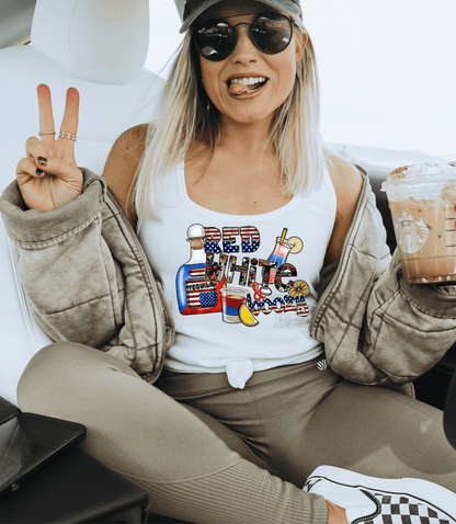 RED WHITE & Boozy Tequila lime size ADULT 8.5x11.1 DTF TRANSFERPRINT TO ORDER - Do it yourself Transfers