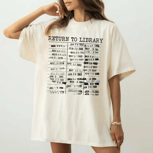 Return to Library books SINGLE COLOR BLACK DTF TRANSFER PRINT TO ORDER 722 - Do it yourself Transfers