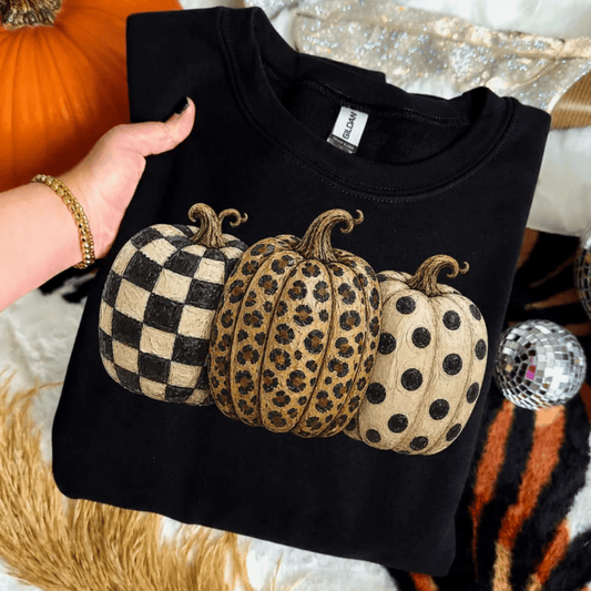 RTS 3 PUMPKINS CHECKER LEOPARD POLKA DTF DIRECT TO FILM transfers ADULT 10X11.5 - Do it yourself Transfers
