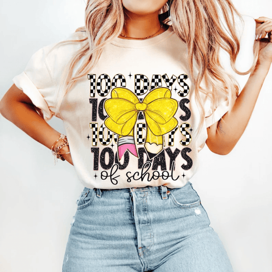 RTS DAYS OF SCHOOL CHECKER BOW PENCIL DTF DIRECT TO FILM transfers size. 21 - PO - Do it yourself Transfers