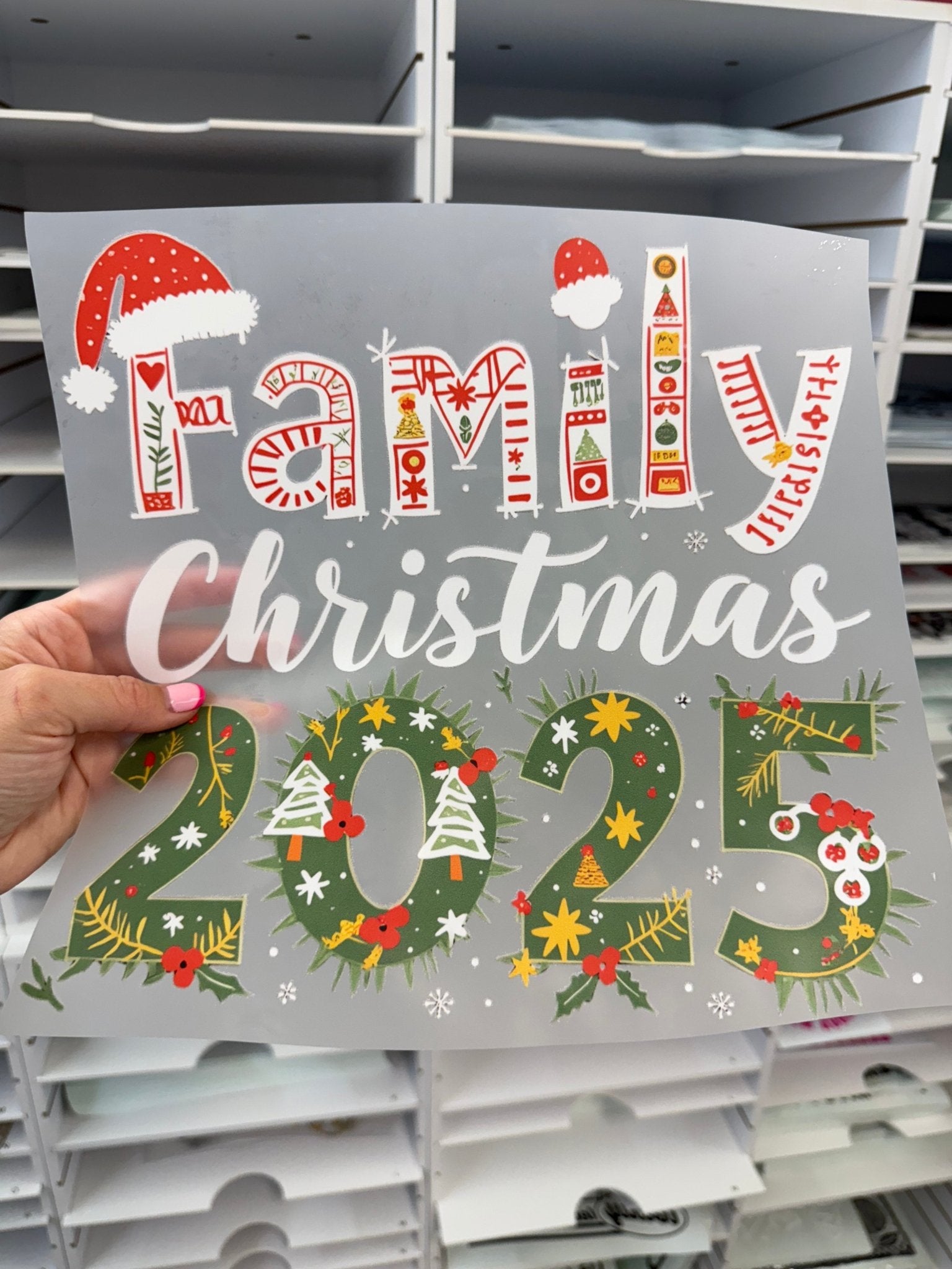 RTS FAMILY CHRISTMAS 2025 WHITE GREEN SANTA HAT DTF DIRECT TO FILM transfers ADULT 10X12 - Do it yourself Transfers