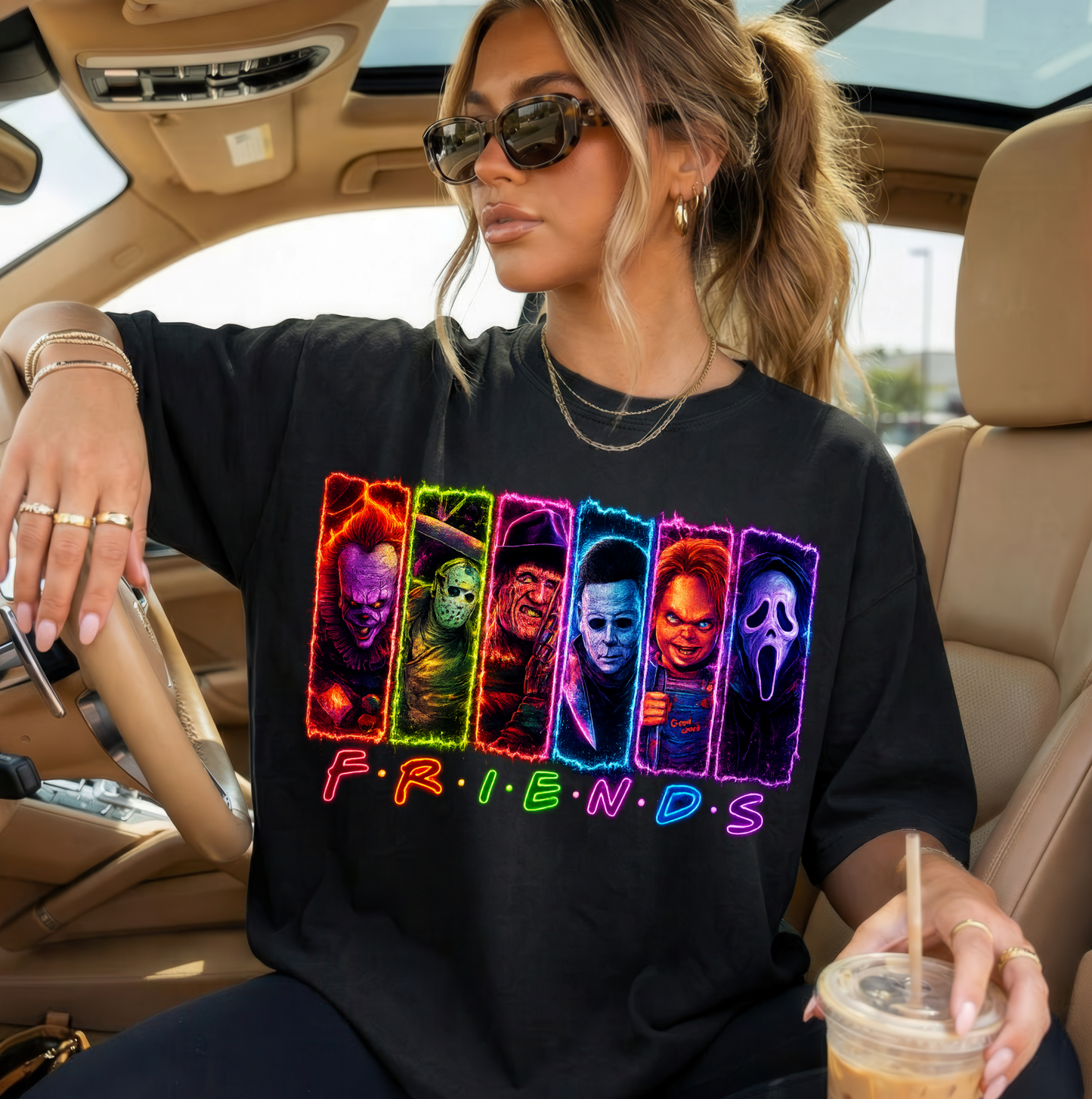 RTS FRIENDS HALLOWEEN GANG NEON DTF DIRECT TO FILM transfers ADULT 10X11.5 - Do it yourself Transfers